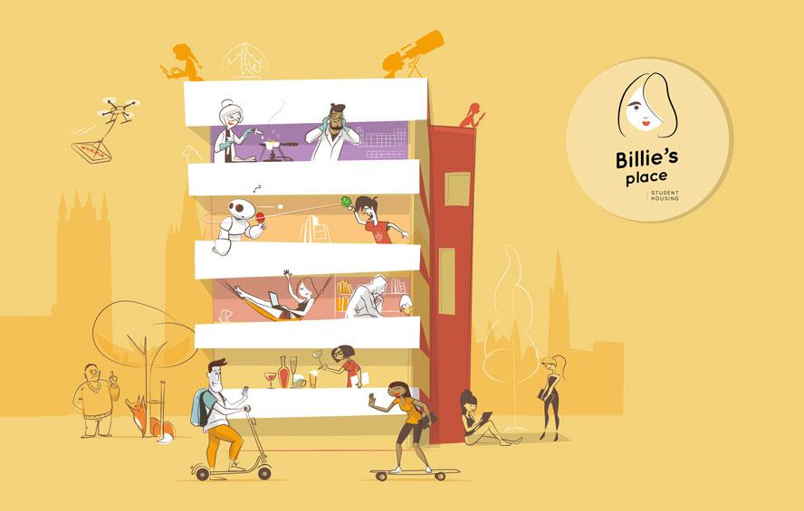 Full service communicatiebureau astrix- Illustratie Billie's place